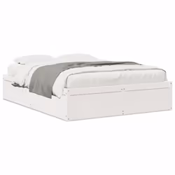 vidaXL Bed Frame Home Bed Base Bedstead Mattress Foundation Solid Wood Pine - white, 140 x 190 cm