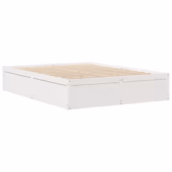 vidaXL Bed Frame Home Bed Base Bedstead Mattress Foundation Solid Wood Pine - white, 140 x 190 cm