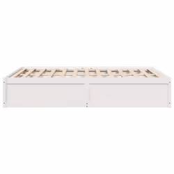 vidaXL Bed Frame Home Bed Base Bedstead Mattress Foundation Solid Wood Pine - white, 140 x 190 cm - Additional view 4