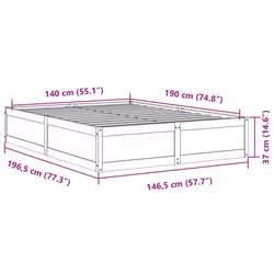 vidaXL Bed Frame Home Bed Base Bedstead Mattress Foundation Solid Wood Pine - white, 140 x 190 cm - Additional view 8