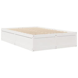 vidaXL Bed Frame Home Bed Base Bedstead Mattress Foundation Solid Wood Pine - White, 135 x 190 cm