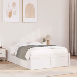 vidaXL Bed Frame Home Bed Base Bedstead Mattress Foundation Solid Wood Pine - White, 135 x 190 cm
