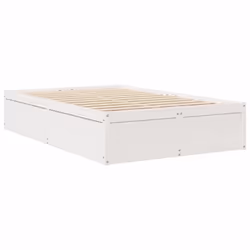 vidaXL Bed Frame Home Bed Base Bedstead Mattress Foundation Solid Wood Pine - White, 135 x 190 cm - Additional view 5