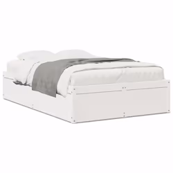 vidaXL Bed Frame Home Bed Base Bedstead Mattress Foundation Solid Wood Pine - white, 120 x 190 cm