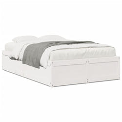 vidaXL Bed Frame Home Bed Base Bedstead Mattress Foundation Solid Wood Pine - white, 120 x 190 cm
