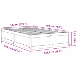 vidaXL Bed Frame Home Bed Base Bedstead Mattress Foundation Solid Wood Pine - white, 120 x 190 cm