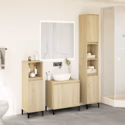 vidaXL Bathroom Furniture Set 3 Piece Sink Cabinet Sonoma Oak Engineered Wood