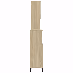 vidaXL Bathroom Furniture Set 3 Piece Sink Cabinet Sonoma Oak Engineered Wood - Additional view 4