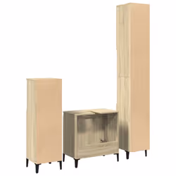 vidaXL Bathroom Furniture Set 3 Piece Sink Cabinet Sonoma Oak Engineered Wood - Additional view 5
