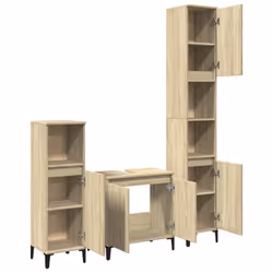 vidaXL Bathroom Furniture Set 3 Piece Sink Cabinet Sonoma Oak Engineered Wood - Additional view 6