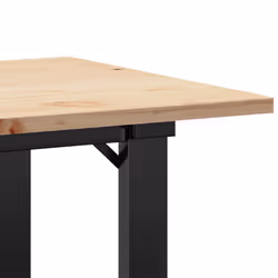 vidaXL Dining Table Kitchen Table Dinner Table Solid Wood Pine and Cast Iron - 80 x 50 x 40 cm - Additional view 6
