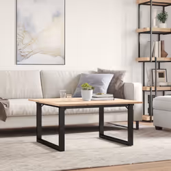 vidaXL Coffee Table O-Frame End Table Side Table Solid Wood Pine and Cast Iron