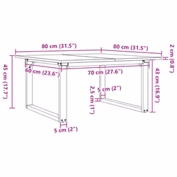 vidaXL Coffee Table O-Frame End Table Side Table Solid Wood Pine and Cast Iron