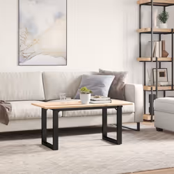 vidaXL Coffee Table End Table Side Table O-Frame Solid Wood Pine and Steel