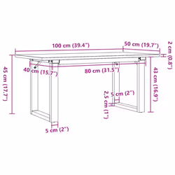 vidaXL Coffee Table End Table Side Table O-Frame Solid Wood Pine and Steel