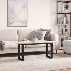 vidaXL Coffee Table O-Frame End Table Side Table Solid Wood Pine and Cast Iron