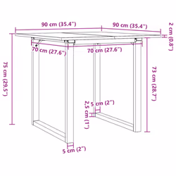 vidaXL Dining Table O-Frame Kitchen Dinner Table Solid Wood Pine and Cast Iron - Additional view 9