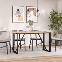 vidaXL Dining Table Kitchen Dinner Table O-Frame Solid Wood Pine and Steel - Additional view 2