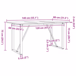 vidaXL Dining Table Kitchen Dinner Table O-Frame Solid Wood Pine and Steel - Additional view 9