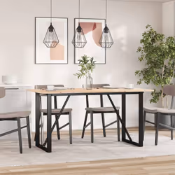 vidaXL Dining Table O-Frame Kitchen Dinner Table Solid Wood Pine and Cast Iron