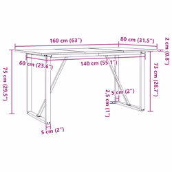 vidaXL Dining Table O-Frame Kitchen Dinner Table Solid Wood Pine and Cast Iron