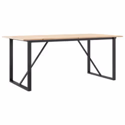 vidaXL Dining Table O-Frame Kitchen Dinner Table Solid Wood Pine and Cast Iron