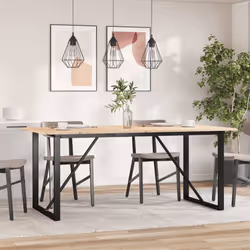 vidaXL Dining Table O-Frame Kitchen Dinner Table Solid Wood Pine and Cast Iron