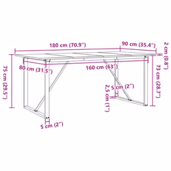vidaXL Dining Table O-Frame Kitchen Dinner Table Solid Wood Pine and Cast Iron - Additional view 9