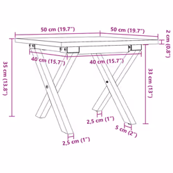 vidaXL Coffee Table End Table Side Table X-Frame Solid Wood Pine and Steel