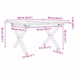vidaXL Coffee Table End Table Side Table X-Frame Solid Wood Pine and Steel - Additional view 3
