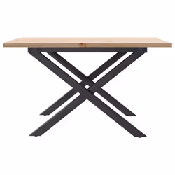vidaXL Coffee Table End Table Side Table X-Frame Solid Wood Pine and Steel - Additional view 4