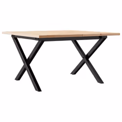 vidaXL Coffee Table End Table Side Table X-Frame Solid Wood Pine and Steel - Additional view 5