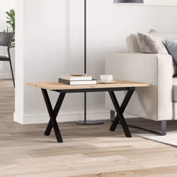 vidaXL Coffee Table End Table Side Table X-Frame Solid Wood Pine and Steel - Additional view 2