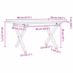 vidaXL Coffee Table End Table Side Table X-Frame Solid Wood Pine and Steel - Additional view 3