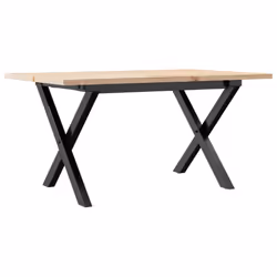 vidaXL Coffee Table End Table Side Table X-Frame Solid Wood Pine and Steel - Additional view 5