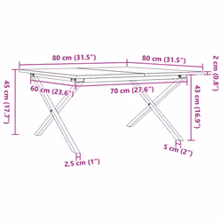 vidaXL Coffee Table End Table Side Table X-Frame Solid Wood Pine and Steel