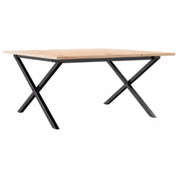 vidaXL Coffee Table End Table Side Table X-Frame Solid Wood Pine and Steel - Additional view 5