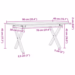 vidaXL Coffee Table X-Frame End Table Side Table Solid Wood Pine and Cast Iron - Additional view 9