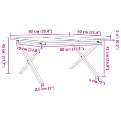 vidaXL Coffee Table End Table Side Table X-Frame Solid Wood Pine and Steel - Additional view 3