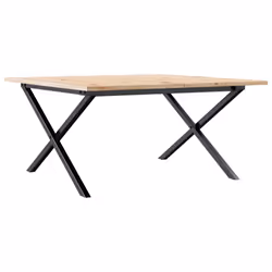 vidaXL Coffee Table End Table Side Table X-Frame Solid Wood Pine and Steel - Additional view 5