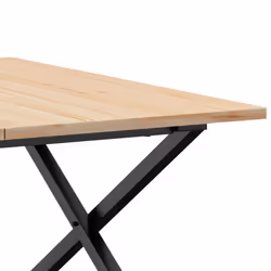 vidaXL Coffee Table End Table Side Table X-Frame Solid Wood Pine and Steel - Additional view 6