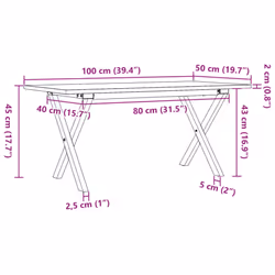 vidaXL Coffee Table X-Frame End Table Side Table Solid Wood Pine and Cast Iron - Additional view 9