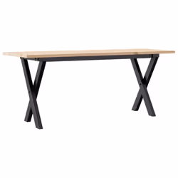 vidaXL Coffee Table End Table Side Table X-Frame Solid Wood Pine and Steel