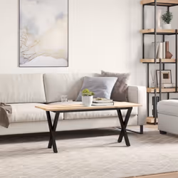 vidaXL Coffee Table End Table Side Table X-Frame Solid Wood Pine and Steel