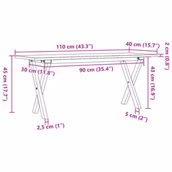 vidaXL Coffee Table End Table Side Table X-Frame Solid Wood Pine and Steel