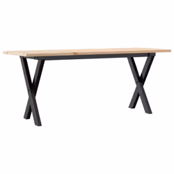 vidaXL Coffee Table End Table Side Table X-Frame Solid Wood Pine and Steel - Additional view 5
