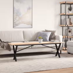 vidaXL Coffee Table End Table Side Table X-Frame Solid Wood Pine and Steel - Additional view 2