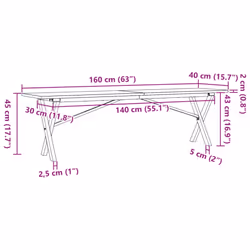 vidaXL Coffee Table End Table Side Table X-Frame Solid Wood Pine and Steel - Additional view 3