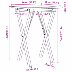 vidaXL Dining Table Kitchen Dinner Table X-Frame Solid Wood Pine and Steel - Additional view 3