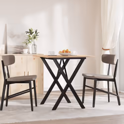 vidaXL Dining Table Kitchen Dinner Table X-Frame Solid Wood Pine and Steel